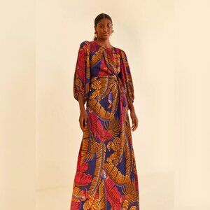 FARM Rio Blue Forest Mosaic Maxi Dress sz M New with Tags STUNNING!!!